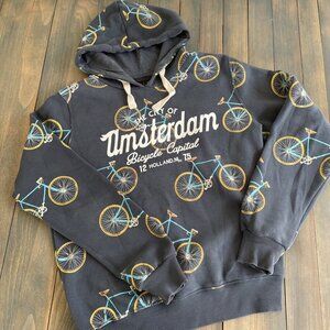 Fox Premium Blue Crazy Bikes Amsterdam Hoodie Sweatshirt Mens Medium (D7)